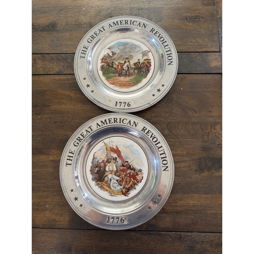 Vintage 1976 Great American Revolution Pewter Plates John Trumbull Set of 2